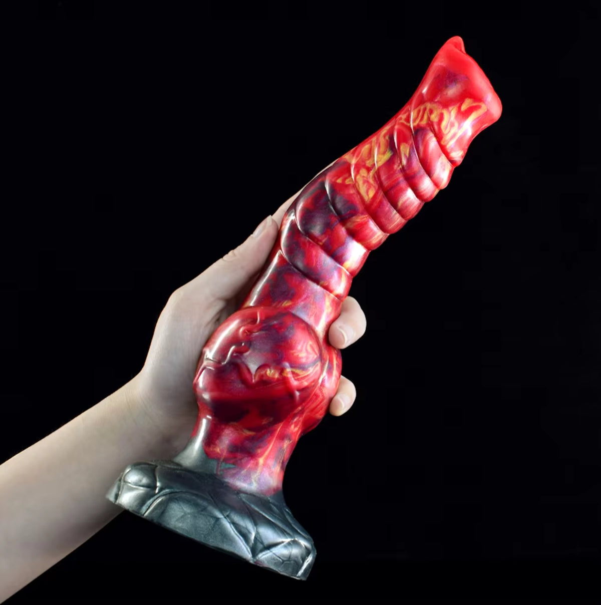 Phoenix Dragon Dildo Red - fiery curved fantasy dragon dildo - Held In Hand Upright