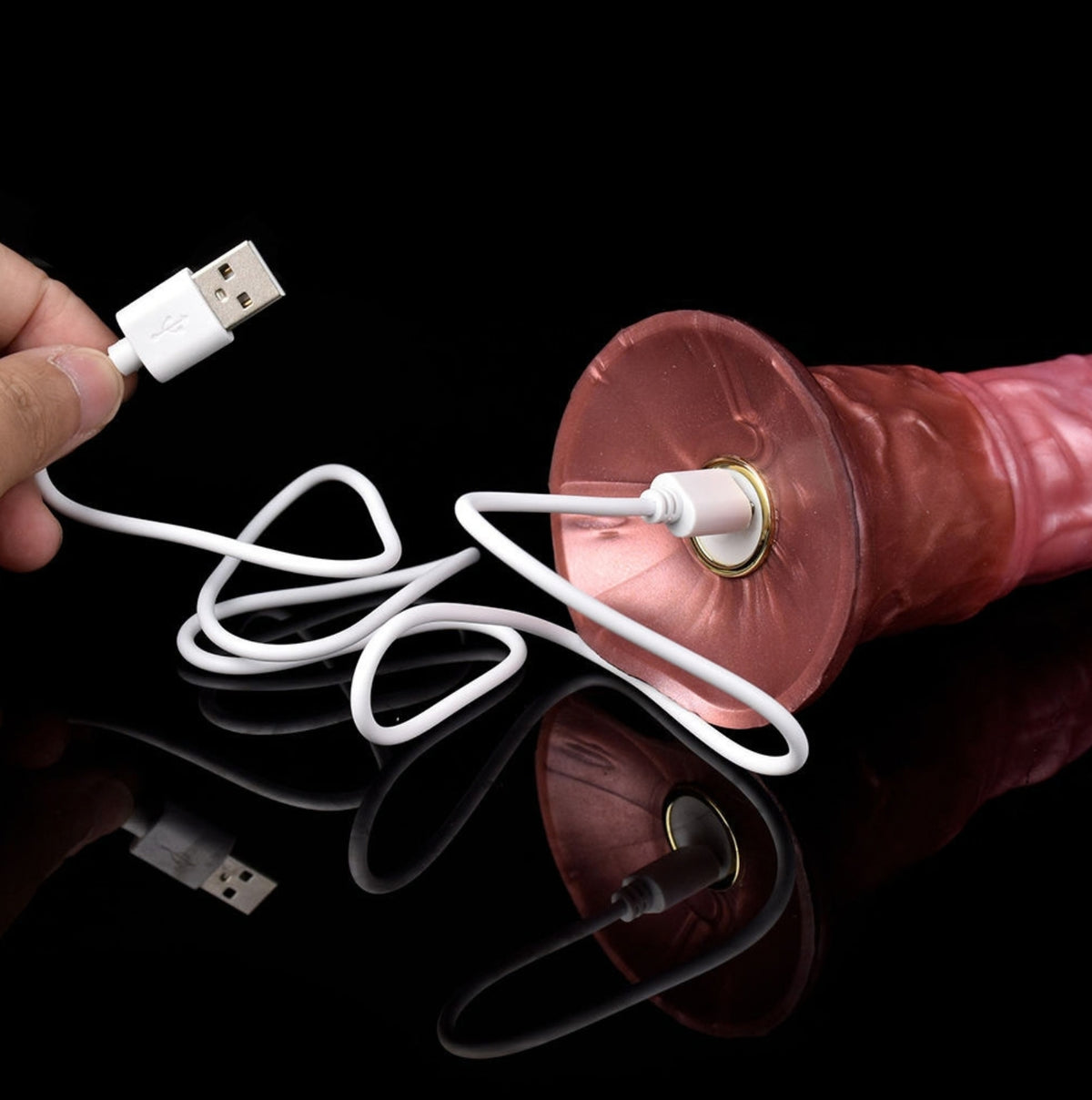 Dragon Dildo Amber - big realistic vibrating horse dildo - Base Charging Port Detail