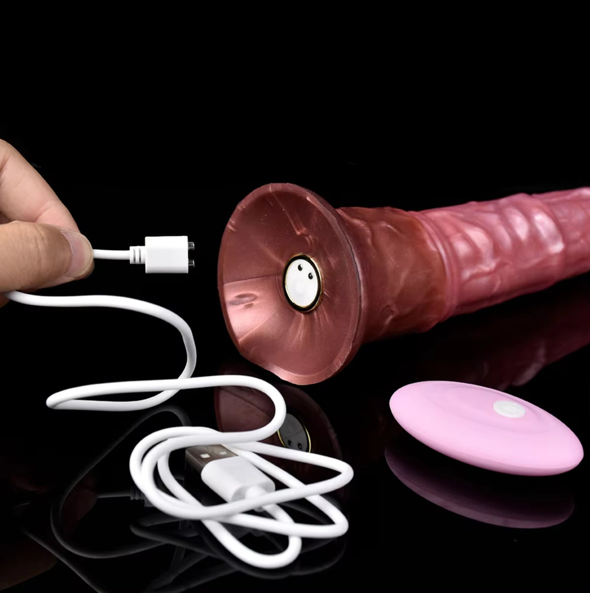 Dragon Dildo Amber - big realistic vibrating horse dildo - Charging Cable With Remote