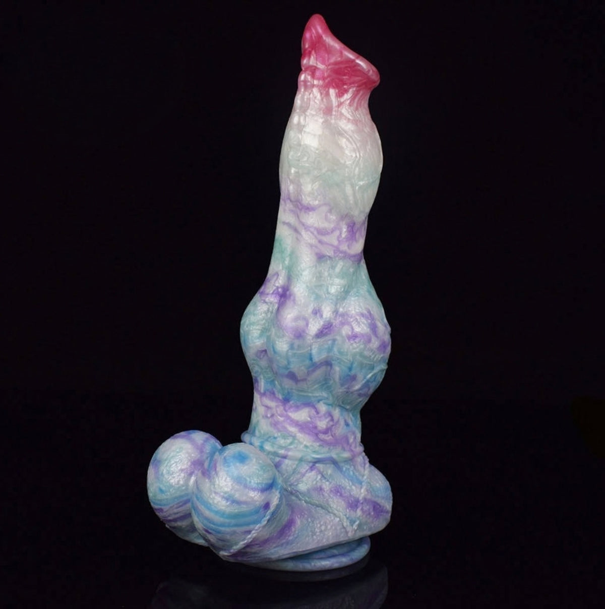 Aurora Dragon Dildo Pastel - pastel rainbow fantasy dragon dildo - Front Angled View