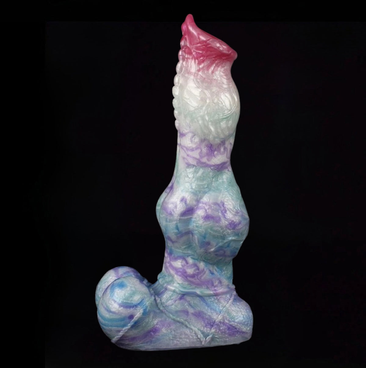 Aurora Dragon Dildo Pastel - pastel rainbow fantasy dragon dildo - Side Profile View
