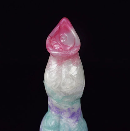 Aurora Dragon Dildo Pastel - pastel rainbow fantasy dragon dildo - Head Close Up