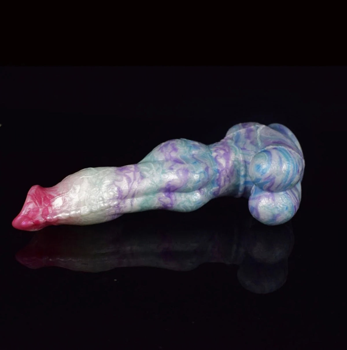 Aurora Dragon Dildo Pastel - pastel rainbow fantasy dragon dildo - Flat Lay Base Visible