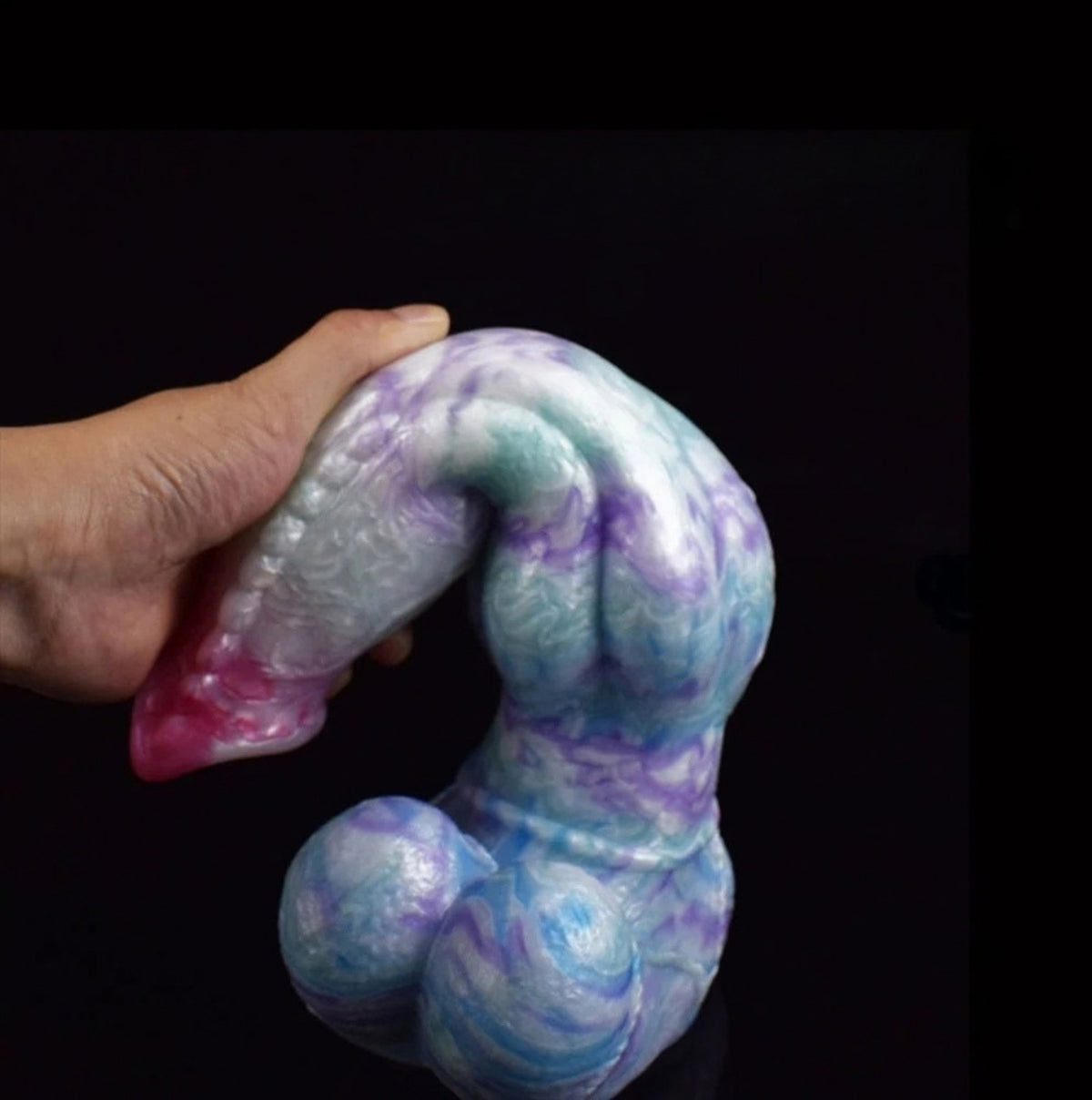Aurora Dragon Dildo Pastel - pastel rainbow fantasy dragon dildo - Held In Hand Curved
