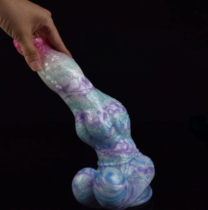 Aurora Dragon Dildo Pastel - pastel rainbow fantasy dragon dildo - Held In Hand Hanging