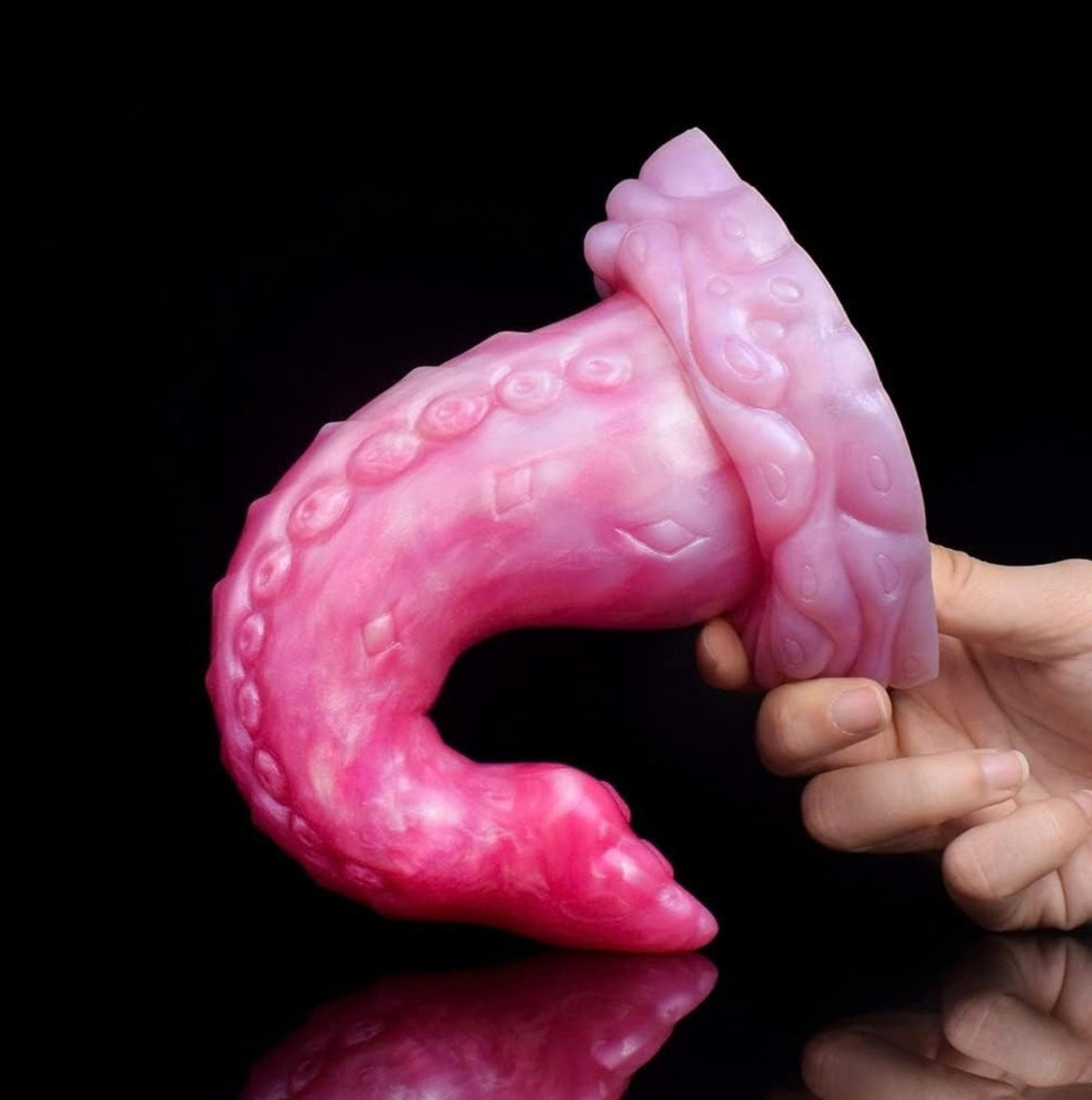 Blush Dragon Dildo Pink - curved fantasy silicone dragon dildo - Held In Hand Curved