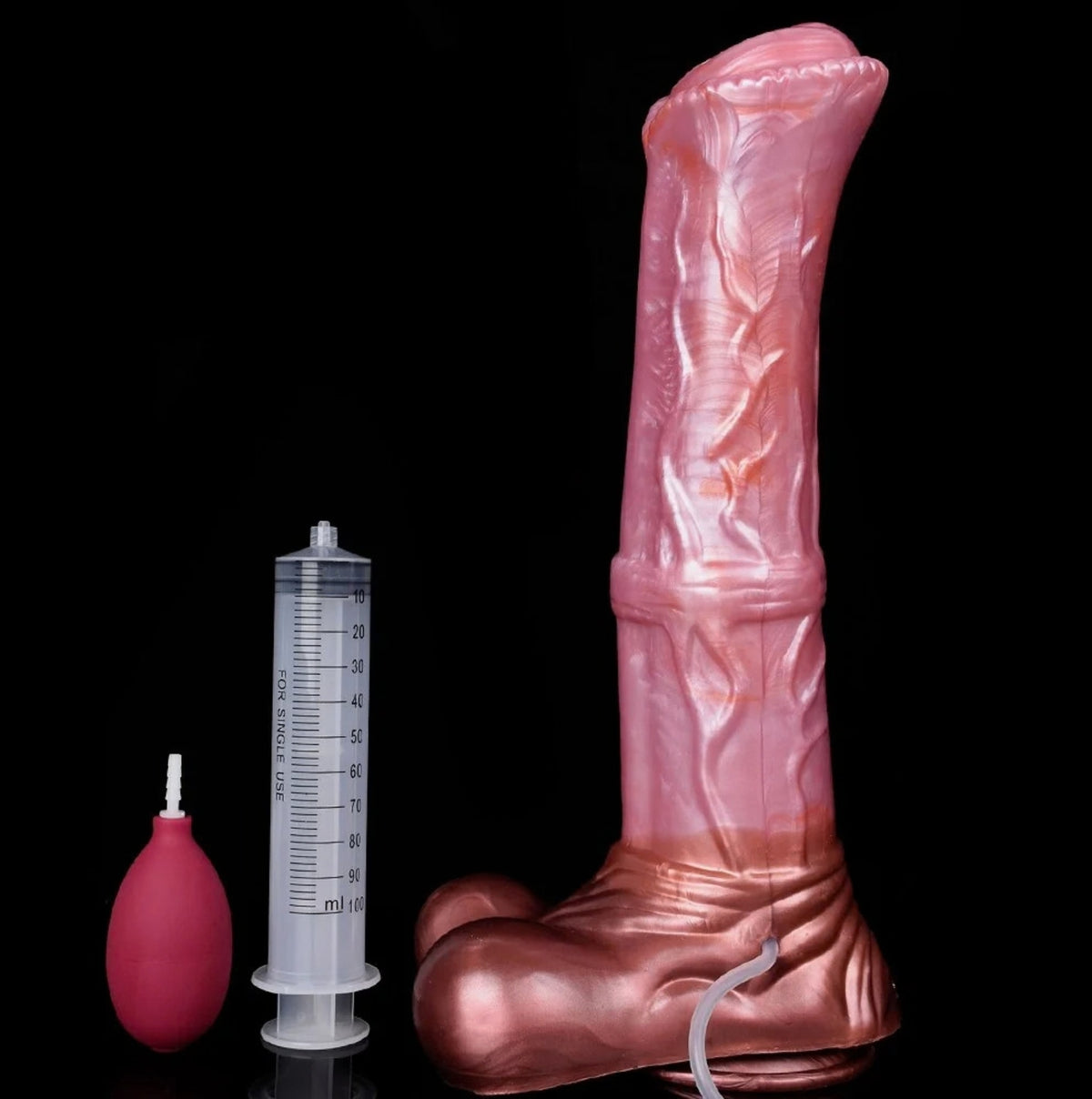 Colossus Dragon Dildo Bronze - big realistic squirting horse dildo - Full Kit With Syringe