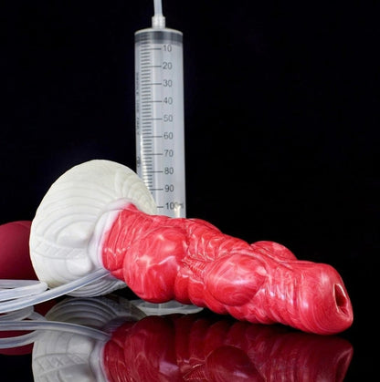 Dragon Dildo Ember - big realistic squirting horse dildo - Squirting Fluid On Stand
