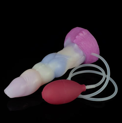 Dragon Dildo Frost - big realistic squirting horse dildo - Lying With Full Kit