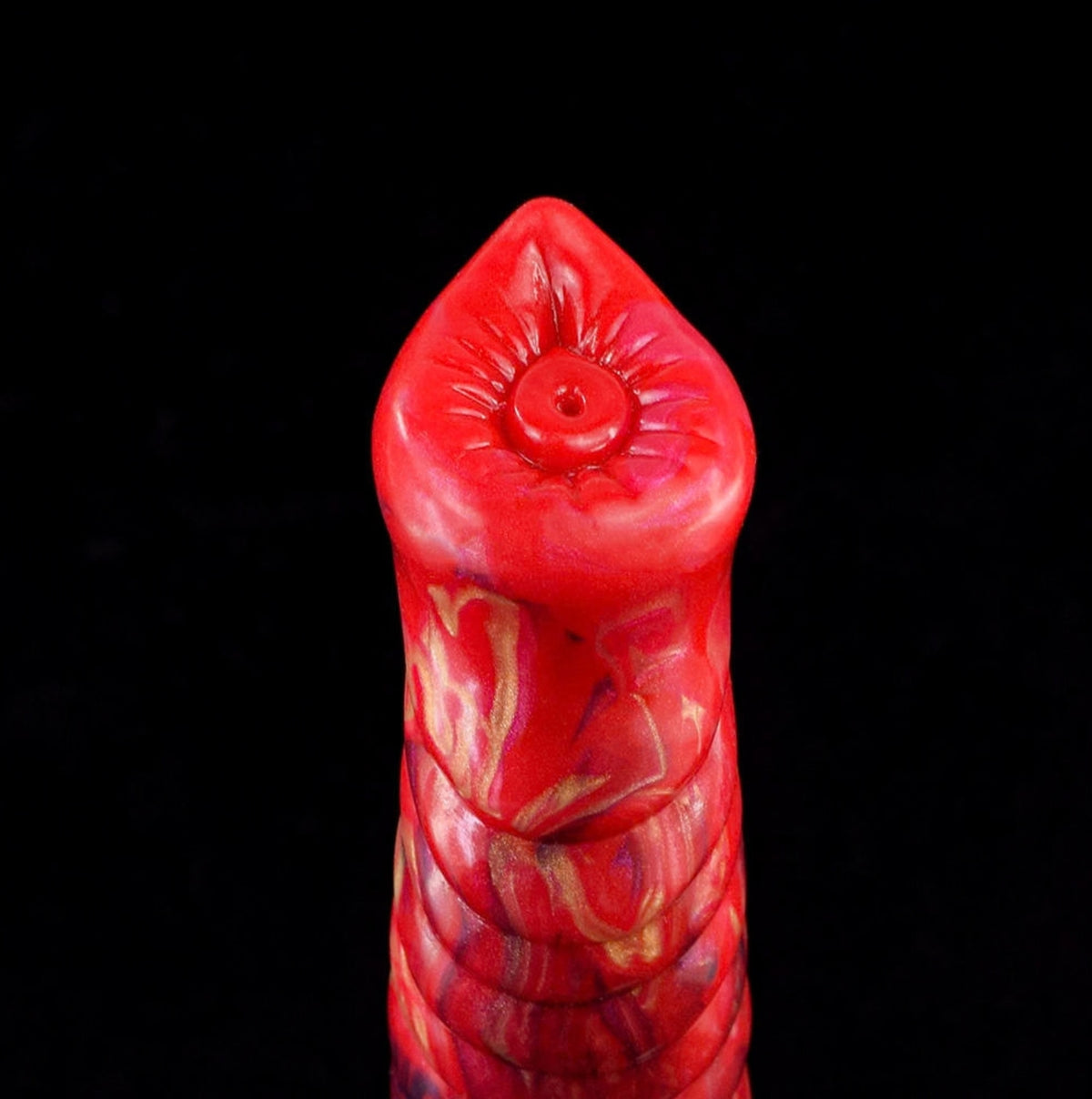 Phoenix Dragon Dildo Red - fiery curved fantasy dragon dildo - Head Close Up